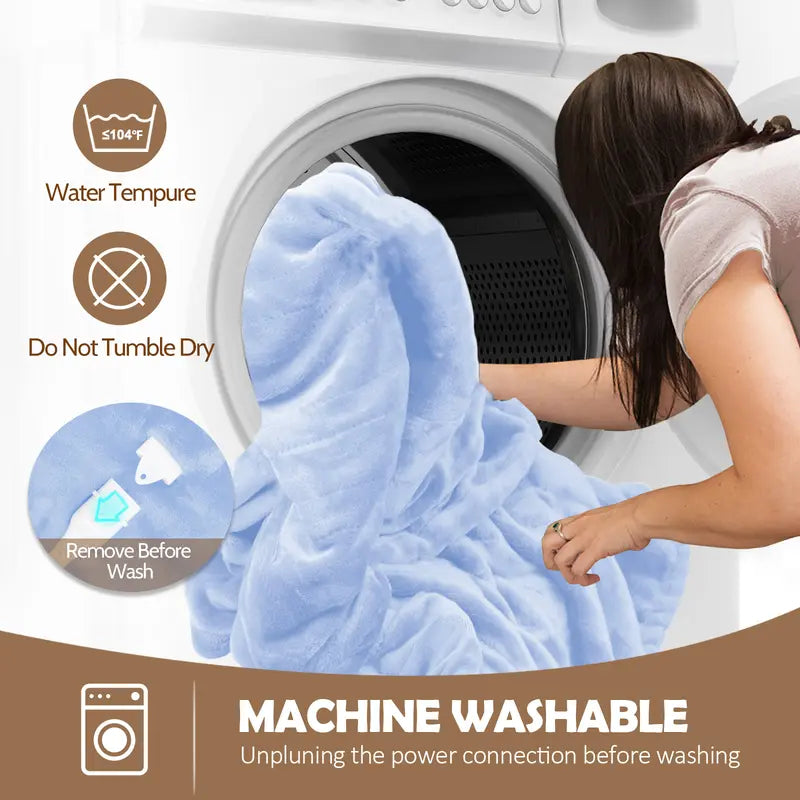 Soft Fleece Heated Flannel Robe Shawl Wrap - 220 GSM, 52X72 in Electric Home Appliance, Soft and Warm, Feel Cosy, Clean and Cozy, Cozy Style, Foot Pockets, Sleeves, 7 Heat Levels, Auto Shut-Off, Heat Insulating, Machine Washable, Father'S Day Gift